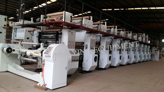 9 Colors Flexographic Printing Machine , Rotogravure Printer With Ink Tray Trolley